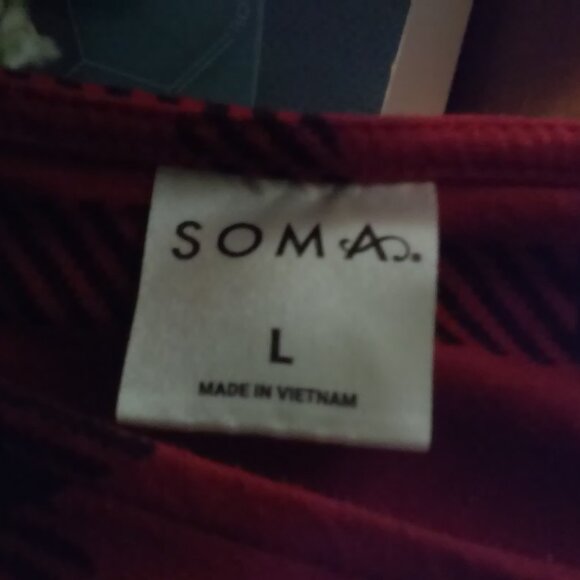 Soma Long Dress SZ L Deep Red With Black Pocket On Front Left - Picture 4 of 4